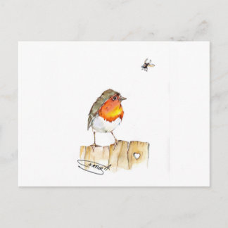 Robin Original Watercolor Design Postkarte