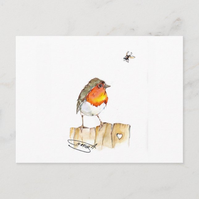Robin Original Watercolor Design Postkarte (Vorderseite)