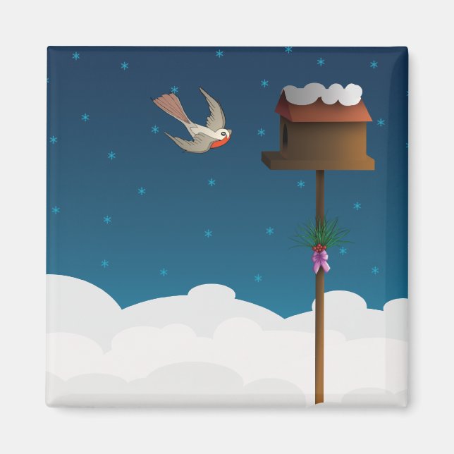 Robin, quadratischer Magnet (Vorne)