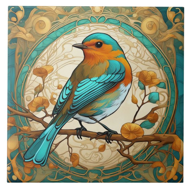 Robin Red Breast Bird Kunst, Dichtung und Musik Fliese (Vorderseite)