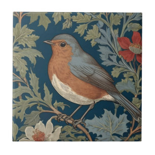 Robin Red Breast Bird William Morris Stil Links Fliese