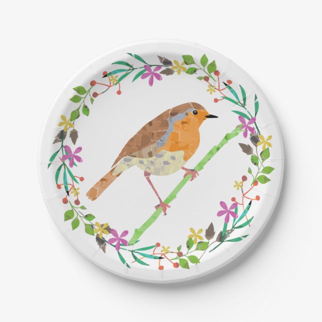 Robin Red Breast, Vogel von Weihnachten Pappteller (Vorderseite)