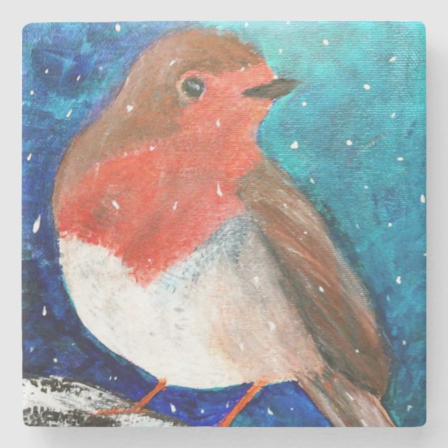 Robin Redbreast im Schnee, Untersetzer (Vorderseite)