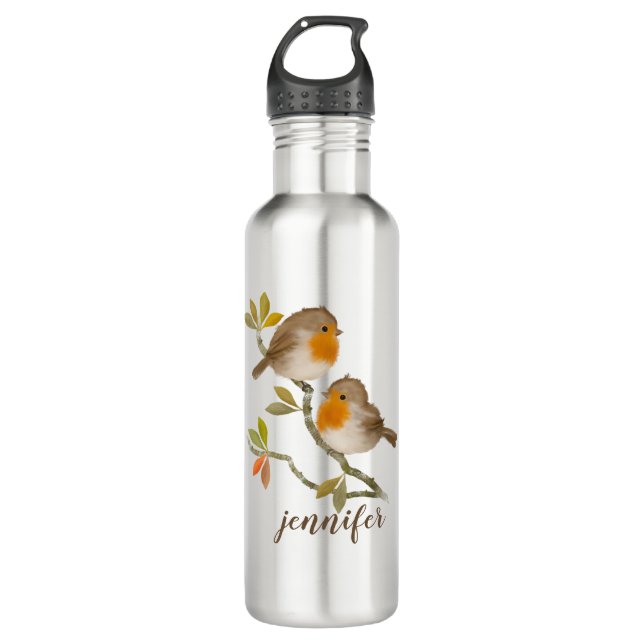 Robin Redust Birds Personalisiert Travel Mug Edelstahlflasche (Vorderseite)