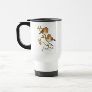 Robin Redust Birds Personalisiert Travel Mug Reisebecher