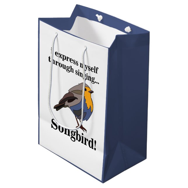 Robin Redust Songbird Mittlere Geschenktüte (Vorderseite Schrägansicht)