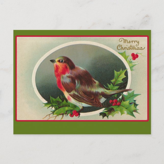 Robin Redust Vintage Weihnachtskarte Feiertagspostkarte (Vorderseite)