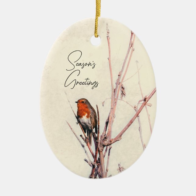 Robin Season's Greetings Keramik Ornament (Vorne)