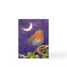 Robin über die Weihnachtskarte des Mondes