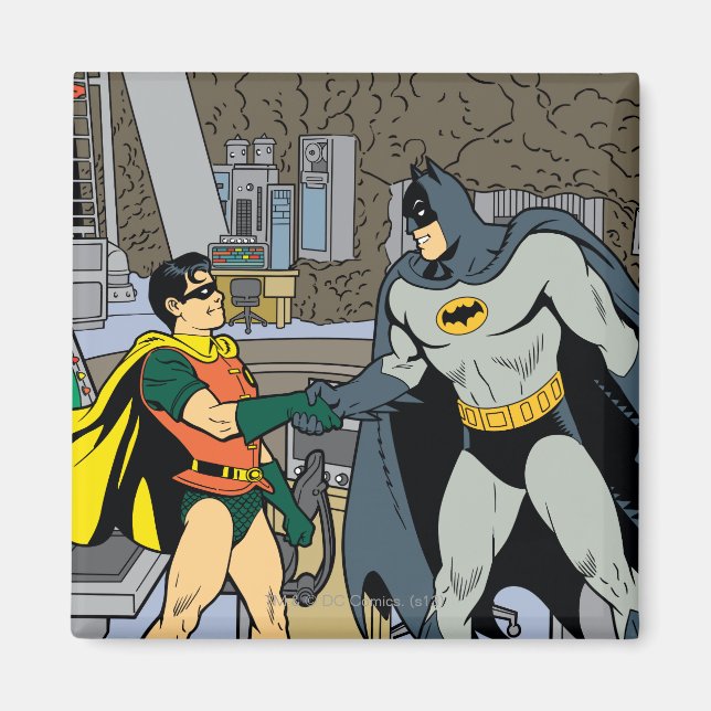 Robin und Batman Handschlag Magnet (Vorne)