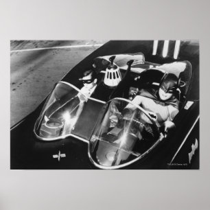 Robin und Batman in Batmobile Poster