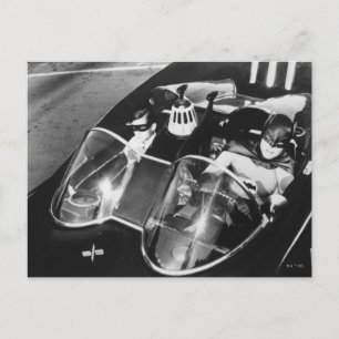 Robin und Batman in Batmobile Postkarte