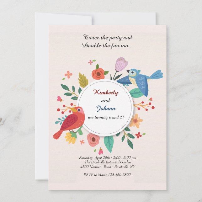 Robin und Blue Jay Einladung (Vorderseite)