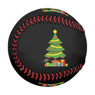 Robin und farbenfrohe Geschenke unter Weihnachtsba Baseball
