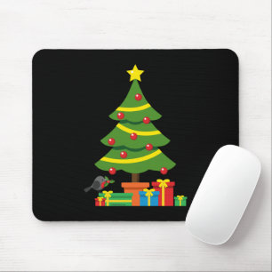 Robin und farbenfrohe Geschenke unter Weihnachtsba Mousepad