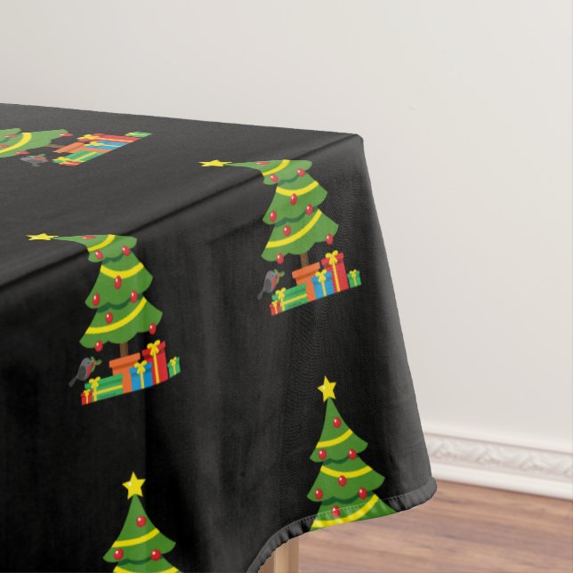 Robin und farbenfrohe Geschenke unter Weihnachtsba Tischdecke (Beispiel)