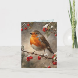 Robin und Red Berries Weihnachten Karte