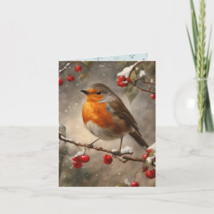 Robin und Red Berries Weihnachten Karte