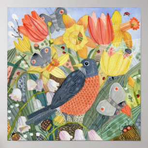 Robin und Spring Garden Poster