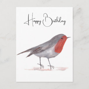 Robin Vogel Aquarell Geburtstags Kunst Festlich Wi Postkarte