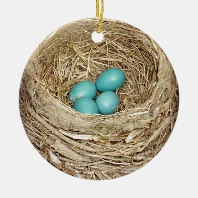 Robin-Vogel-Ei-Nest Keramik Ornament (Vorne)