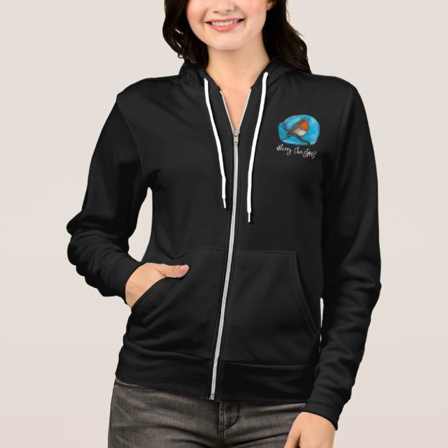 Robin-Vogel, frohe Weihnachten Hoodie (Vorderseite)