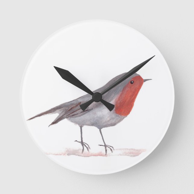 Robin-Vogel Runde Wanduhr (Vorderseite)