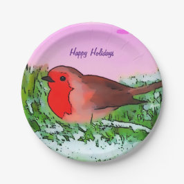 Robin Weihnachts-Weihnachtszeit Pappteller