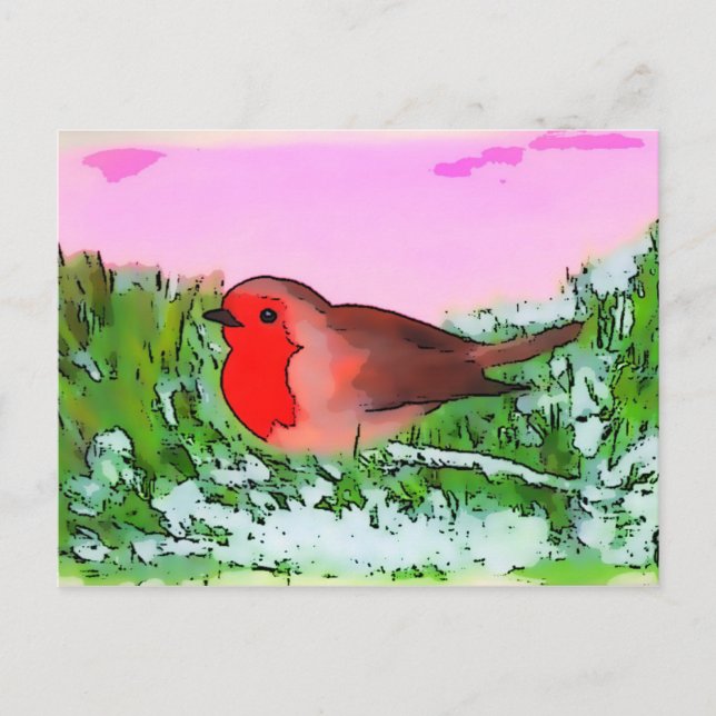 Robin Weihnachts-Weihnachtszeit Postkarte (Vorderseite)