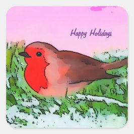 Robin Weihnachts-Weihnachtszeit Quadratischer Aufkleber