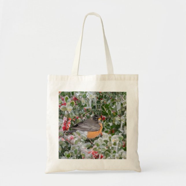 Robin zu Weihnachten Tragetasche (Vorne)
