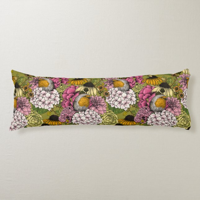 Robinen im Garten 2 Seitenschläferkissen (Vorderseite)