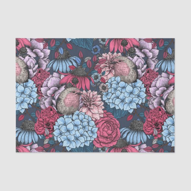 Robinen im Garten 3 Seidenpapier (Vorderseite)