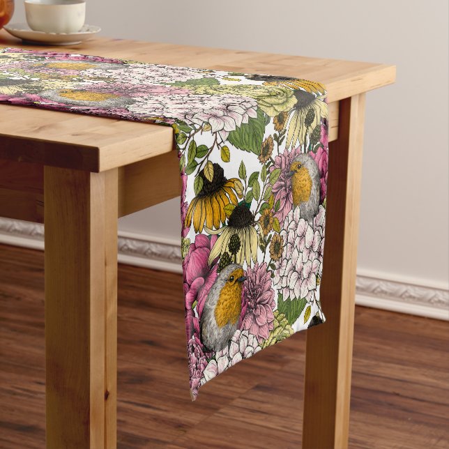 Robinen im Garten Kurzer Tischläufer (Beispiel)