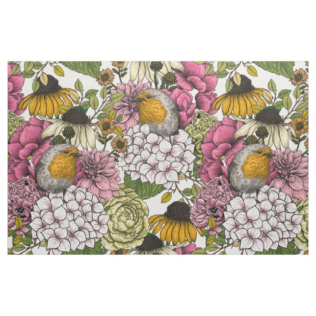 Robinen im Garten Stoff (Fat Quarter (45,7 x 55,9 cm))