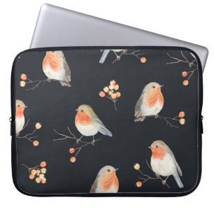 Robinen, Rowan Beeren, winterfarbenes Muster. Laptopschutzhülle