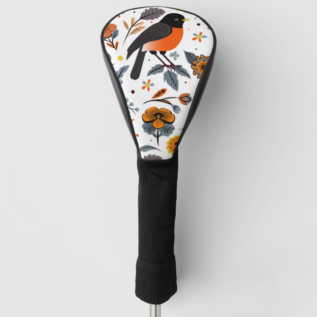 Robinen und Blume Golf Headcover (Vorderseite)