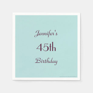 Robins Egg Blue 45. Geburtstagsparty, Name, Papier Serviette