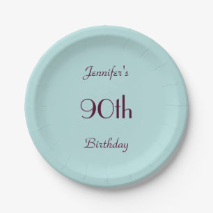 Robin's Egg Blue 90. Geburtstagsparty Minimalistis Pappteller