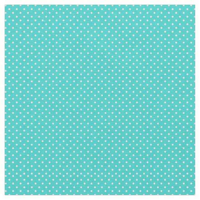 Robin's Egg Blue Aquamarin Cyan Polka Dot Stoff (Nahaufnahme)