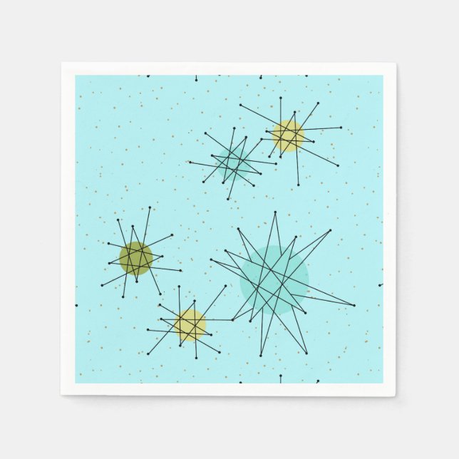 Robin's Egg Blue Atomic Sternexplosionen Paper Nap Serviette (Vorderseite)
