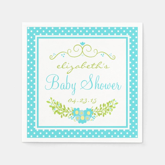 Robins Egg Blue Baby Dusche - Blumenkohl Serviette (Vorderseite)