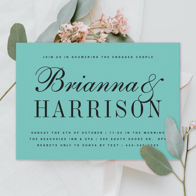 Robin's Egg Blue Couples Names Polterabend Einladung (Von Creator hochgeladen)