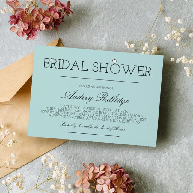 Robin's Egg Blue - Diamantring - Brautparty Einladung (Von Creator hochgeladen)