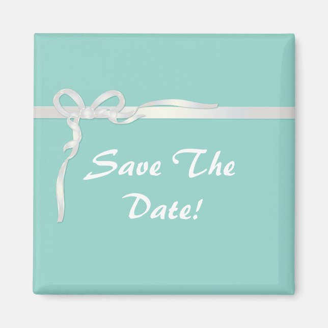 Robin's Egg Blue Jewelry Box mit weißem Band Magnet (Vorne)