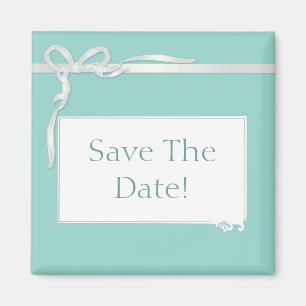 Robin's Egg Blue Jewelry Box mit weißem Band Magnet