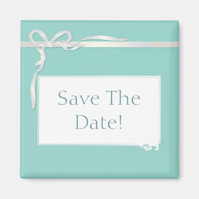 Robin's Egg Blue Jewelry Box mit weißem Band Magnet (Vorne)