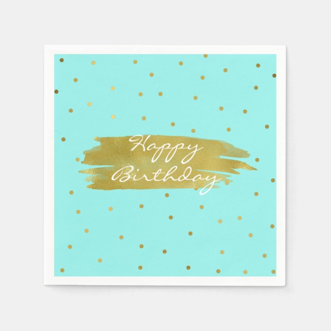Robins Egg Blue mit Gold Dots Geburtstag Napkins Serviette (Vorderseite)