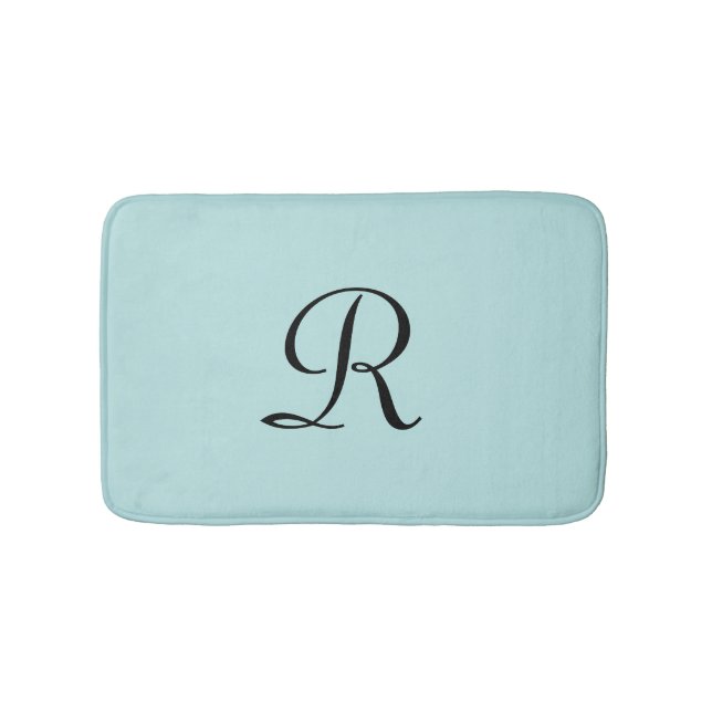 Robin's Egg Blue Mit Monogramm Minimalistisch Plus Badematte (Vorderseite)