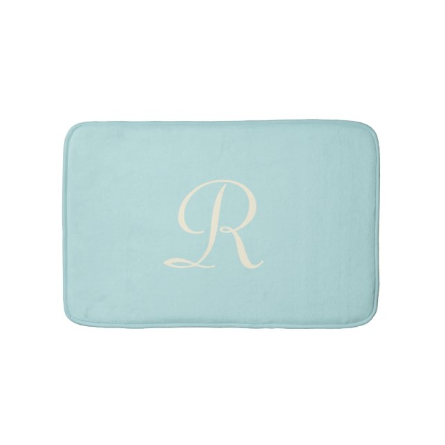 Robin's Egg Blue Mit Monogramm Plush Bath Mat Badematte (Vorderseite)